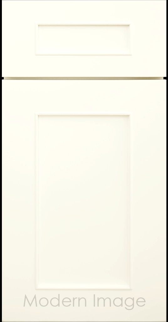 Chandler Shaker kitchen cabinet in Vanilla matte, showing the raised trim surrounding the center panel.